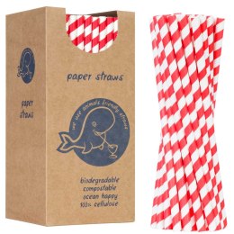 Słomki papierowe BIO ekologiczne PAPER STRAWS 6/205mm - biało-czerwone 250szt.