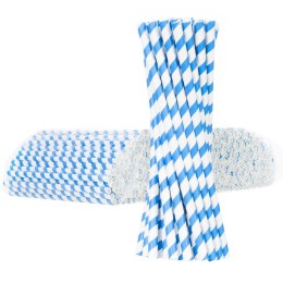 Słomki papierowe BIO ekologiczne PAPER STRAWS 6/205mm - biało-niebieskie 500szt.