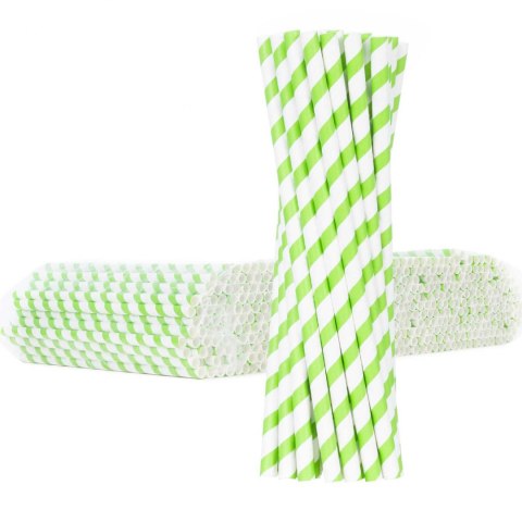 Słomki papierowe BIO ekologiczne PAPER STRAWS 6/205mm - biało-zielone 500szt.