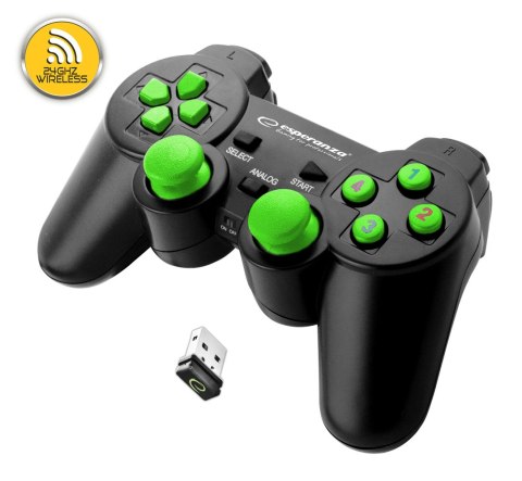 ESPERANZA GAMEPAD BEZPRZEW. PC/PS3 USB GLADIATOR CZARNO-ZIELONY