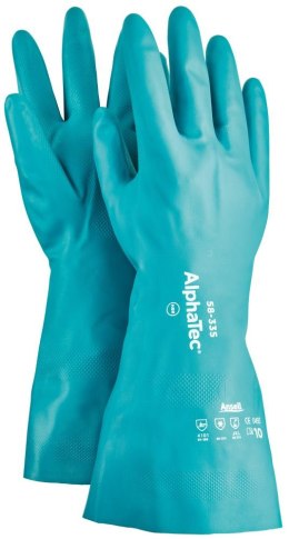 Rękawice AlphaTec 58-335, nitryl, zielone, rozmiar 8 (12 par)
