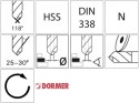 Wiertlo krete HSS DIN338N11,6mm 118G typ N 4xD A00211.6 TiN Tip Dormer