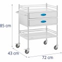 Wózek laboratoryjny zabiegowy kosmetyczny 2 półki 2 szuflady 60 x 41 x 28 cm
