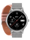 SMARTWATCH DAMSKI PACIFIC 18-5 - BRANSOLETA + PASEK: Srebrna / Różowy (sy015e)