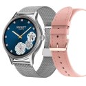 SMARTWATCH DAMSKI PACIFIC 18-5 - BRANSOLETA + PASEK: Srebrna / Różowy (sy015e)